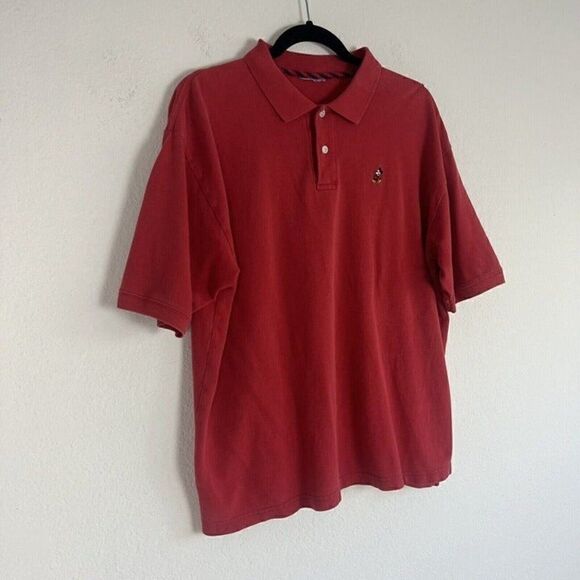 Vintage 90s Disney Mens Embroidered Mickey Mouse Red Golf Polo Shirt Cotton Lrg - Picture 3 of 9